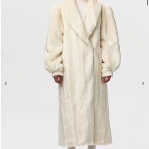naked wardrobe Cream Faux Fur Long Coat